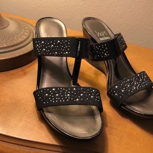 Impo Stretch Black wedge sandles